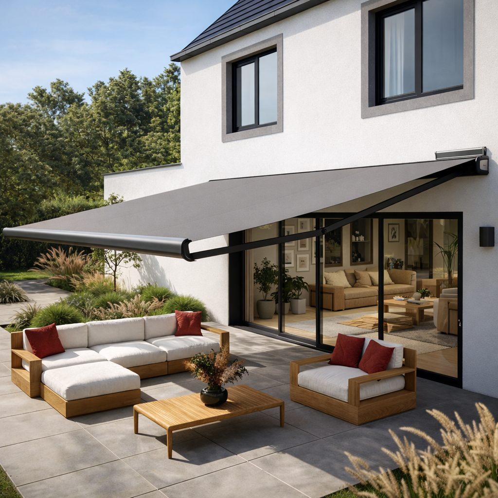 Store banne ouvert solaires fenetrio saint gratien